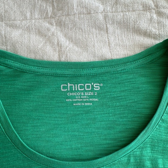 Chico's Green Puff Sleeve Blouse Relaxed Fit - Picture 5 of 7